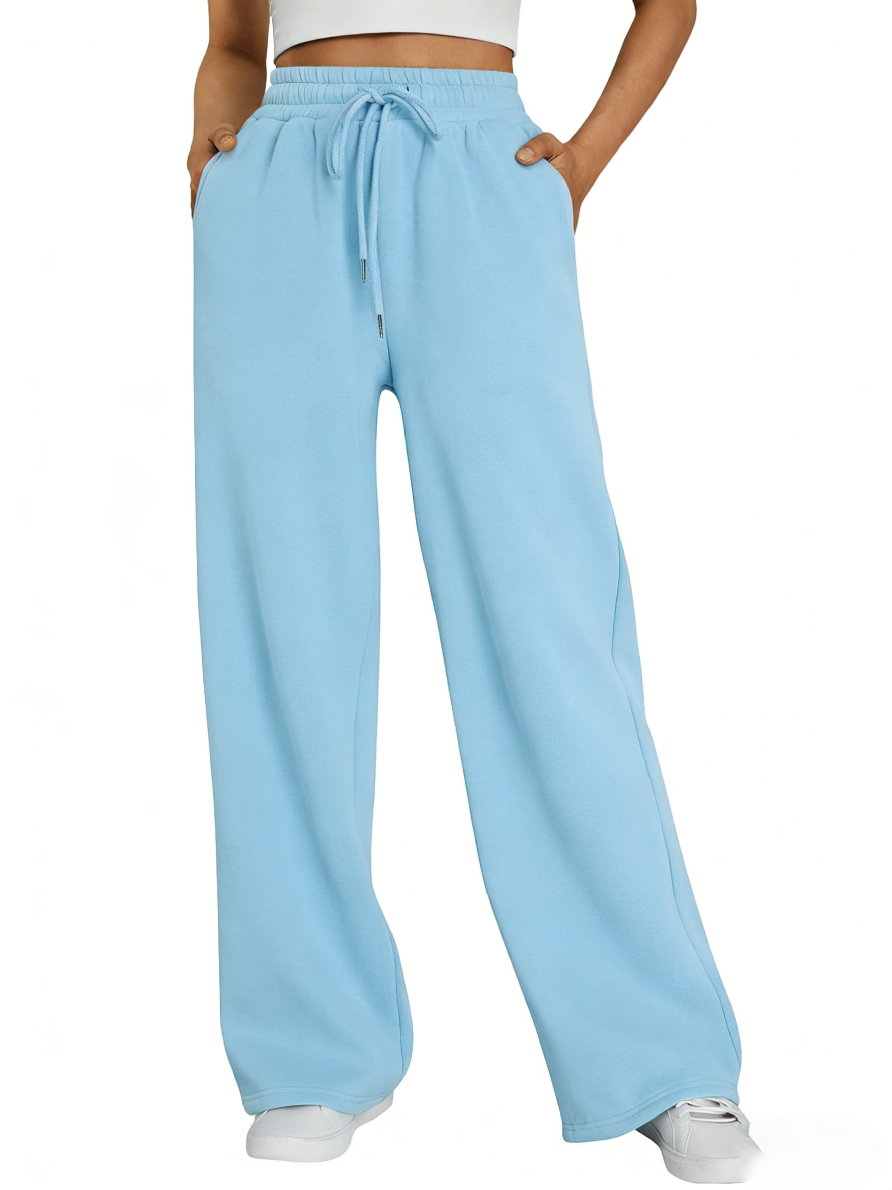 santaoche - Pantalones de Chándal de Pernera Ancha para Mujer con Cordón y Bolsillos