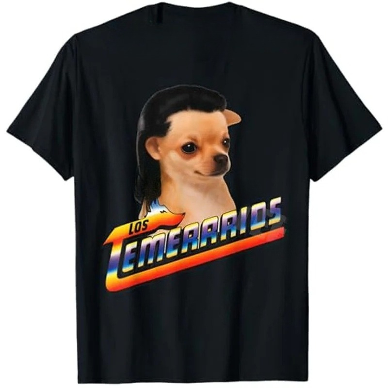 Camiseta santaoche con Estampado de Perro: Estilo Retro Y2K y Algodón Suave
