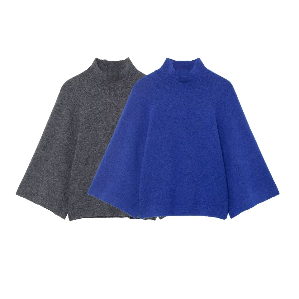 Suéter de Punto santaoche para Mujer con Cuello Alto y Manga Ancha