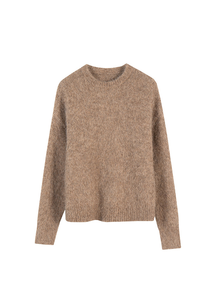 Suéter santaoche de Lana de Alpaca para Mujer: Cuello Redondo y Estilo Holgado