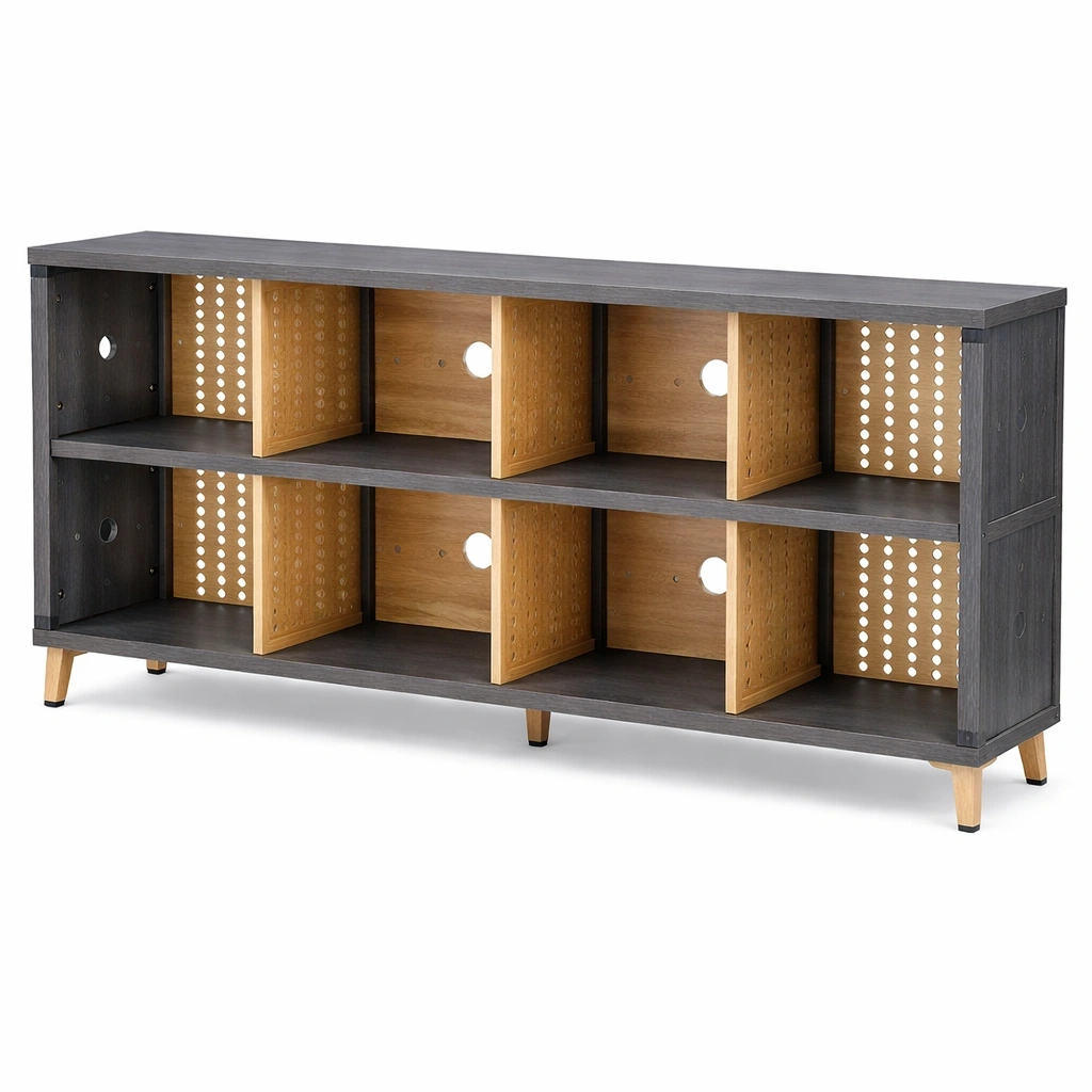 Meuble TV de rangement en bois compartiment design moderne-voqenra