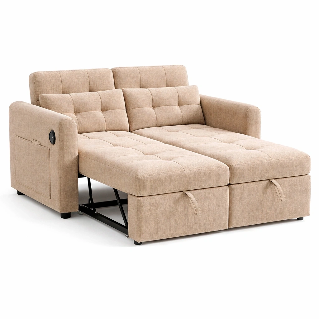 Canap convertible 2 places avec fonction lit tissu rembourr-voqenra