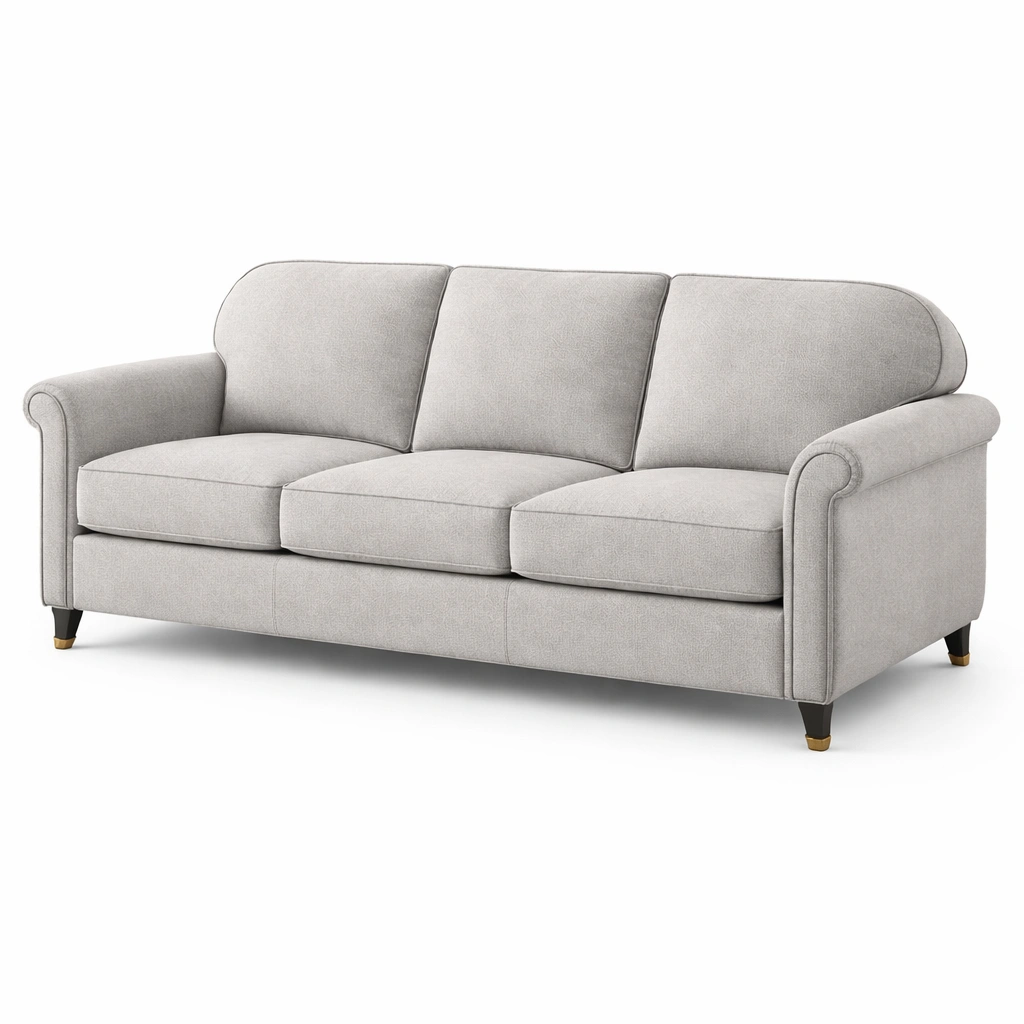 Canap trois places tissu beige design classique confortable-tavqorin