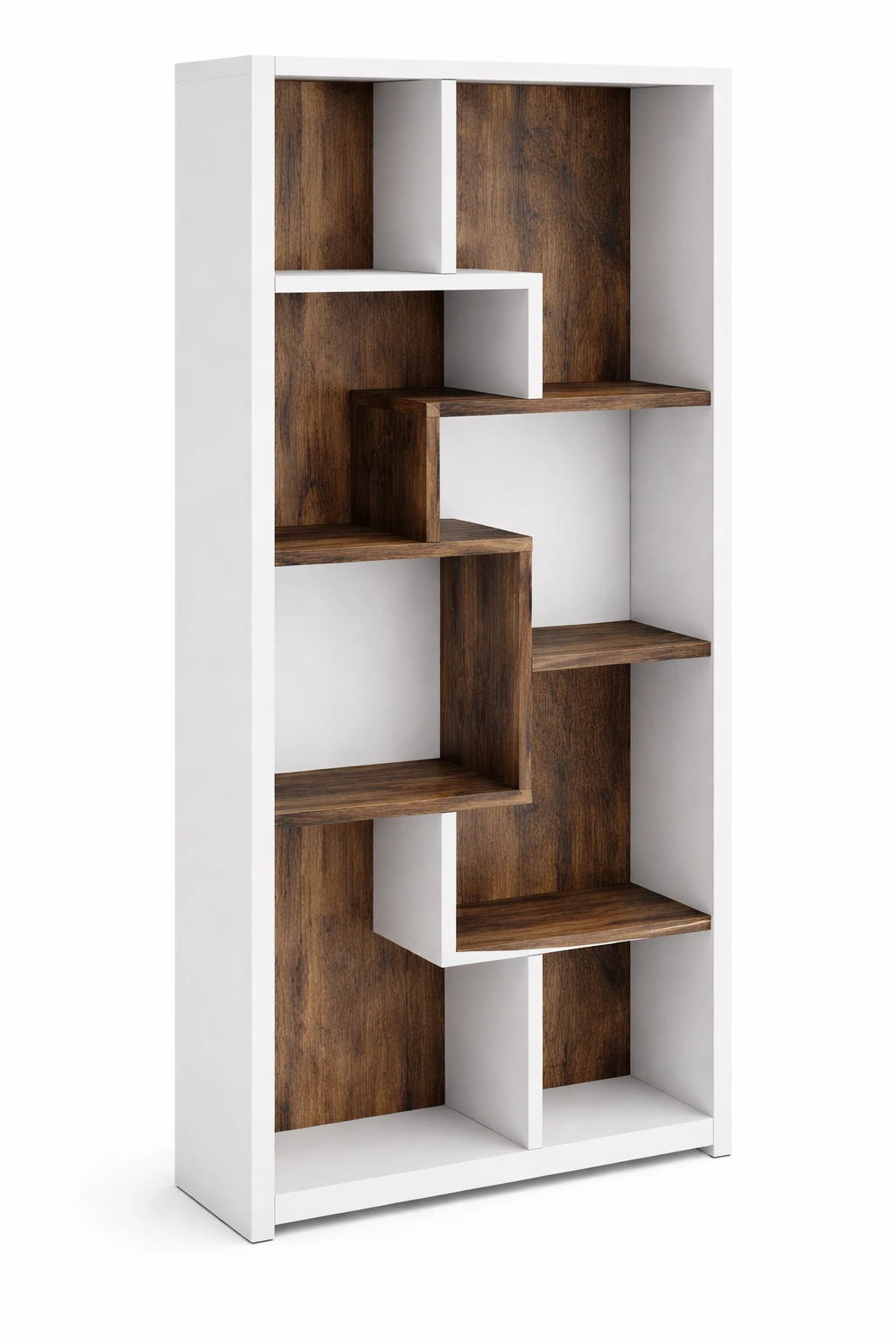 Bibliothque moderne blanche tagres asymtriques bois-tavqorin