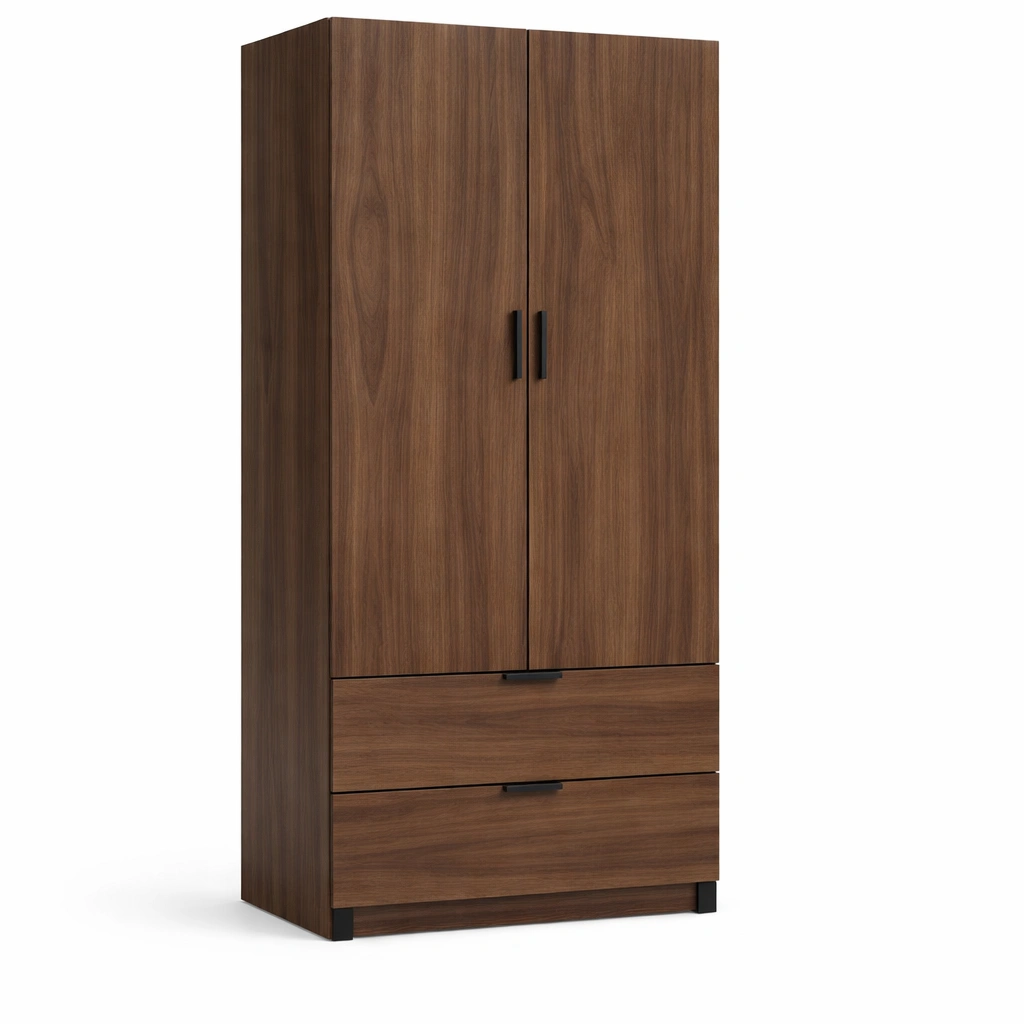 Armoire Marron Classique  2 Portes et 2 Tiroirs-luxeronix