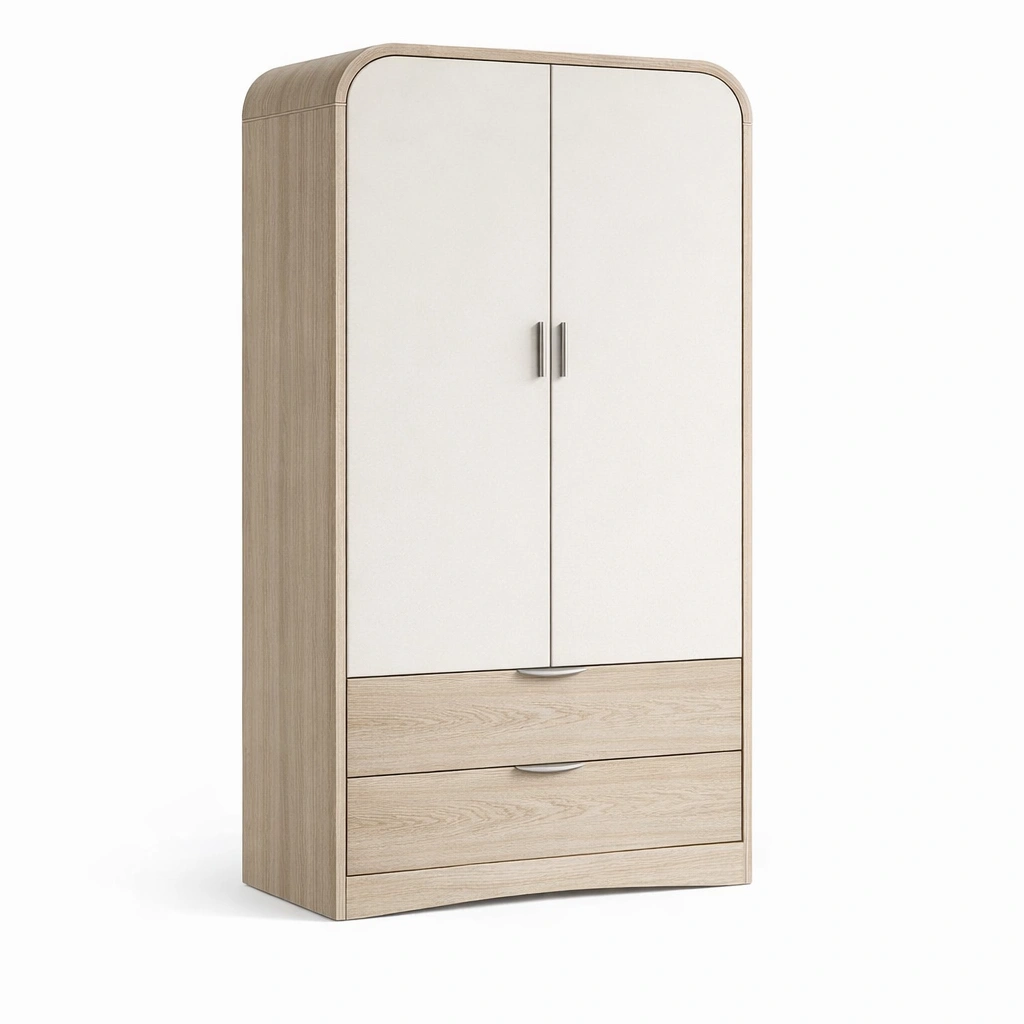 Armoire Naturelle  2 Portes et 2 Tiroirs-luxeronix