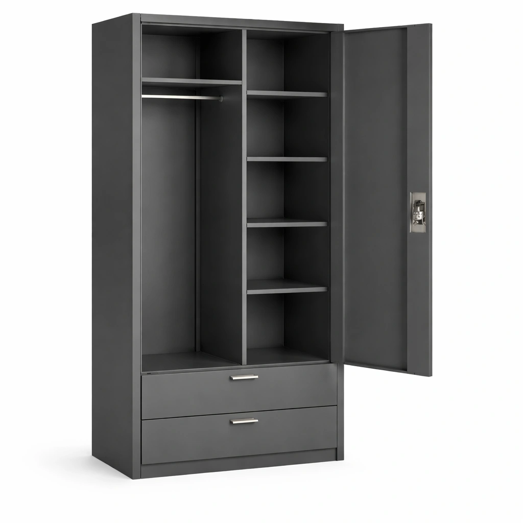 Armoire de rangement avec penderie et tagres design moderne-nexqorin