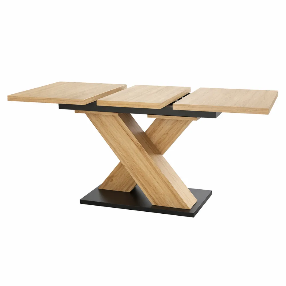 Ausziehbarer Holz-Esstisch für 4-6 Personen, Küchentisch mit Legierungsstütze, 120/160x80x75cm