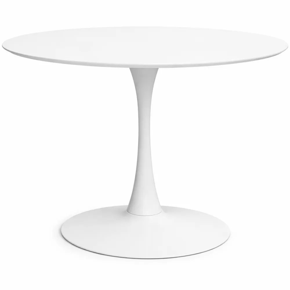 Runder Esstisch für 6 Personen, 110 cm Durchmesser, Weiß, Minimalistisches Design