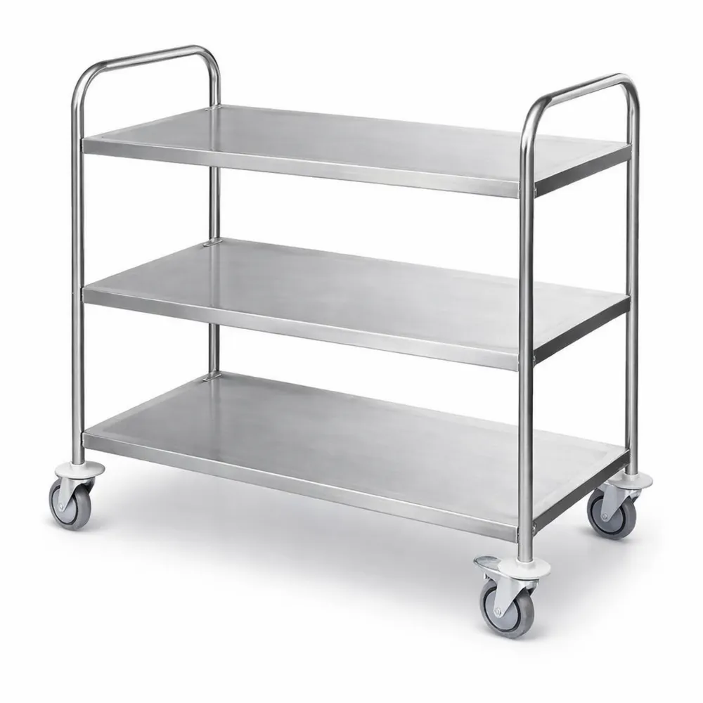 Küchenservierwagen mit Rollen und Regalböden, Edelstahl