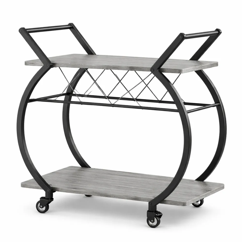 Rollbarer Servierwagen mit Holz und Metall für Küche und Bar