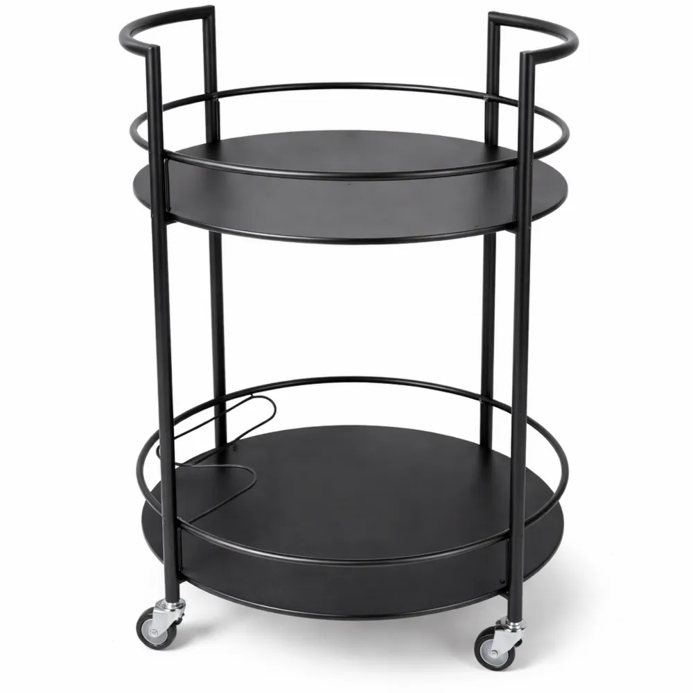 Moderner Servierwagen mit Zwei Ablagen und Flaschenhaltern