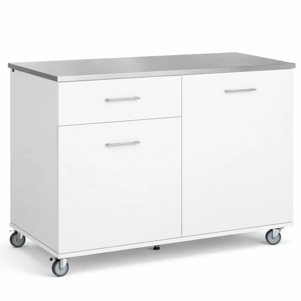 Mobiler Küchenwagen mit Edelstahlplatte und Schublade