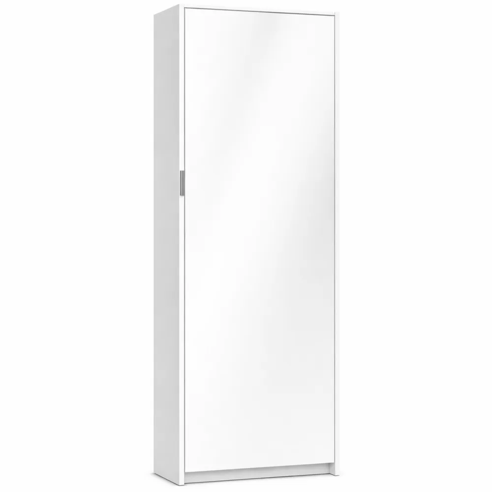 Schuhschrank mit Ganzkörperspiegel und 6 Fächern, weiß