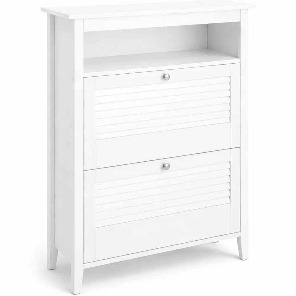 Moderner Schuhkipper mit 2 Klappen, Weiß, 80x108x25cm