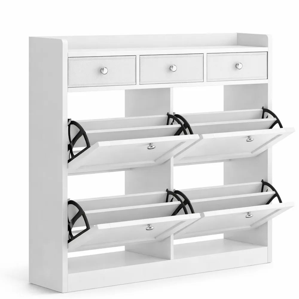 Schmaler Schuhschrank mit Klappen und Schublade für den Flur