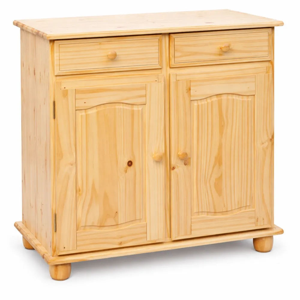 Kommode im Landhausstil mit 2 Türen und 2 Schubladen, Massivholz Kiefer