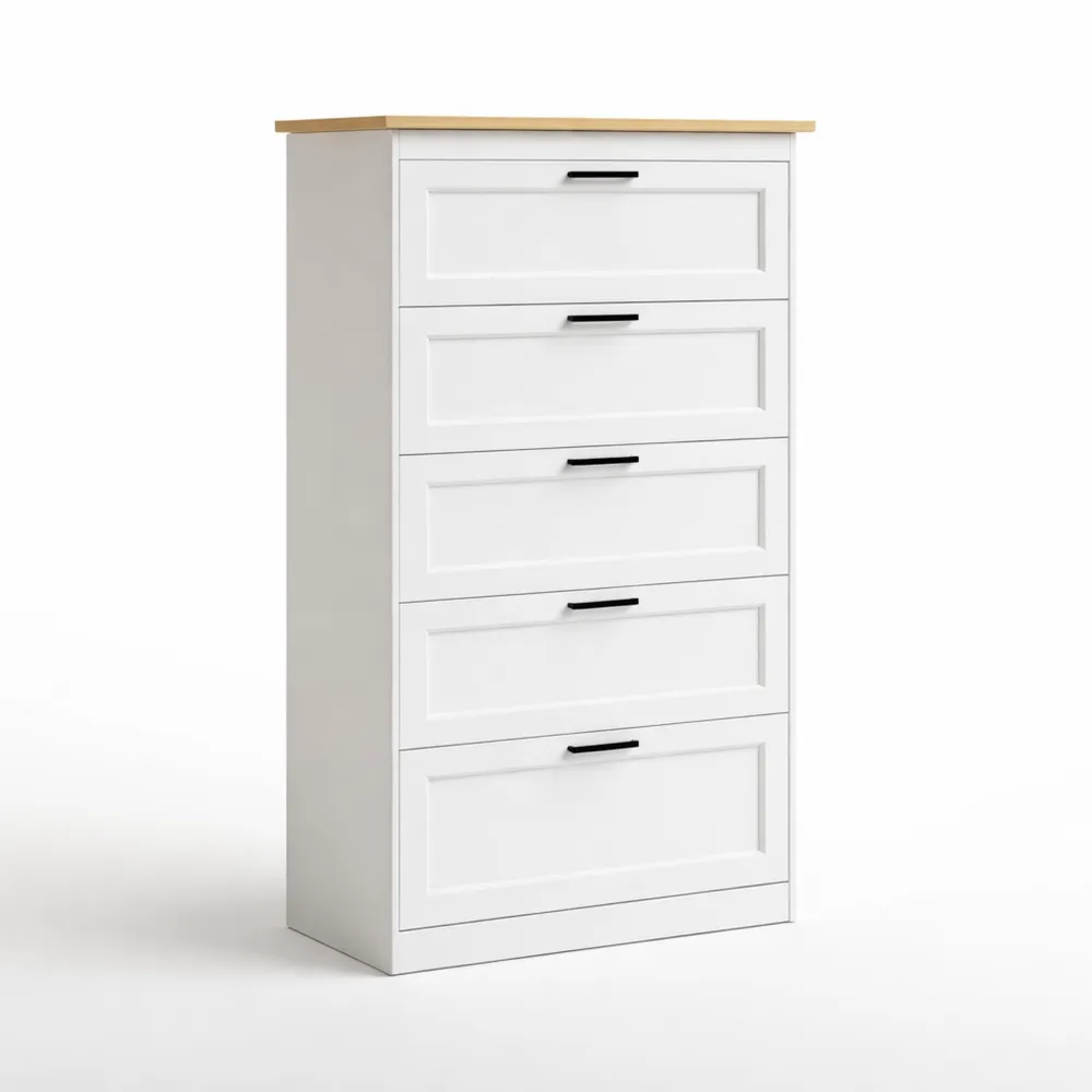 Schlafzimmer-Kommode mit 5 Schubladen, weiß, hohe Stabilität