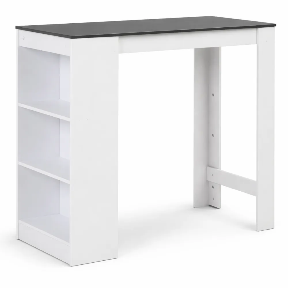 Vielseitiger Bartisch mit Ablage in Weiß für Bar und Wohnzimmer