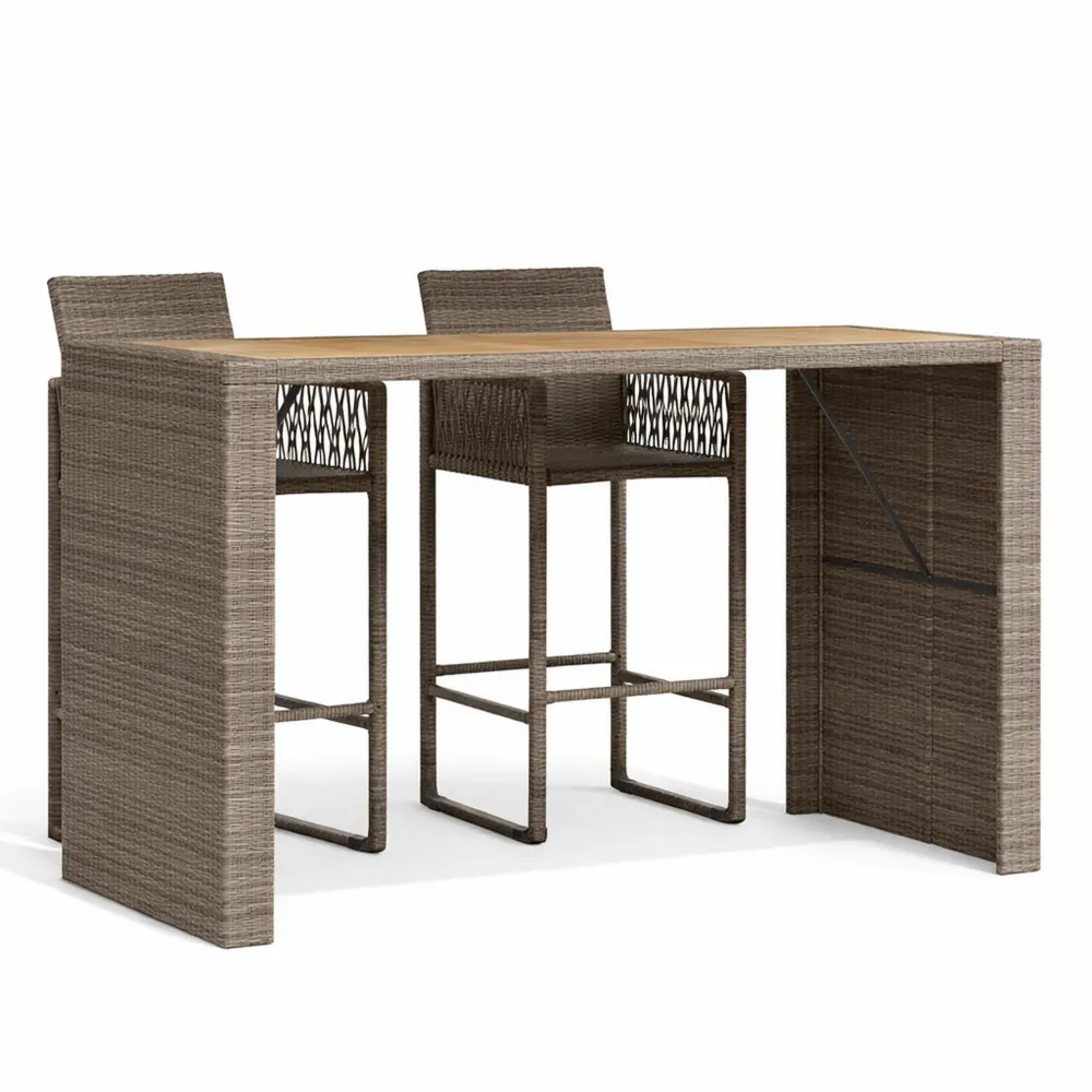 Garten-Bistrotisch aus Holz in Grau 185x80x110 cm für Innen- und Außenbereich