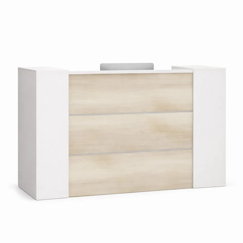 Empfangstresen aus Holz und Weiß mit verstellbaren Einlegeböden, 180x60x110 cm