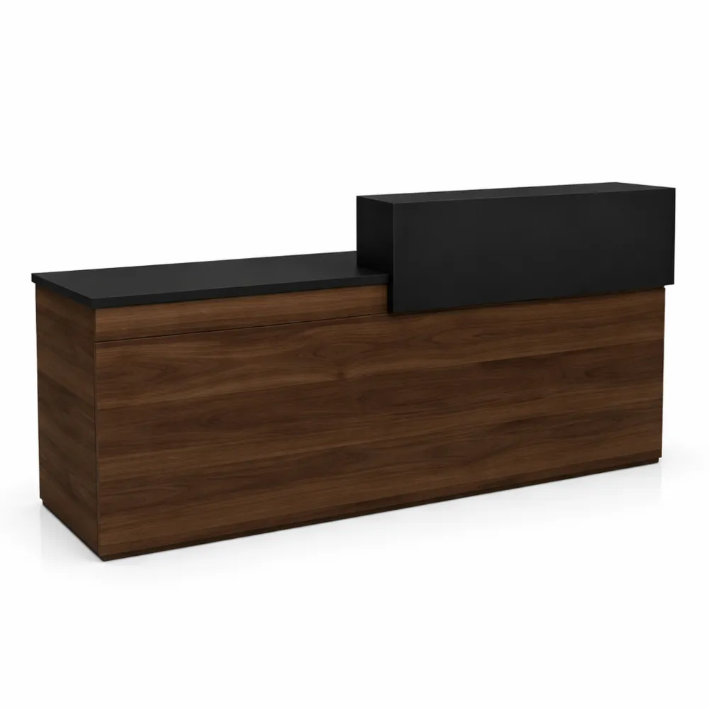 Moderne Empfangstheke mit Schublade und offenen Regalen für Büro und Geschäft