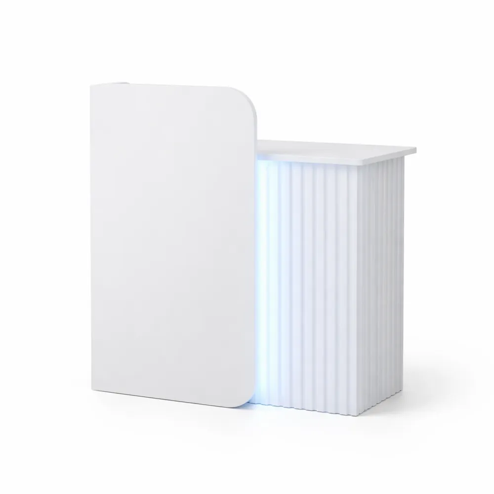 Moderne Empfangstheke mit LED-Beleuchtung und abschließbaren Schubladen