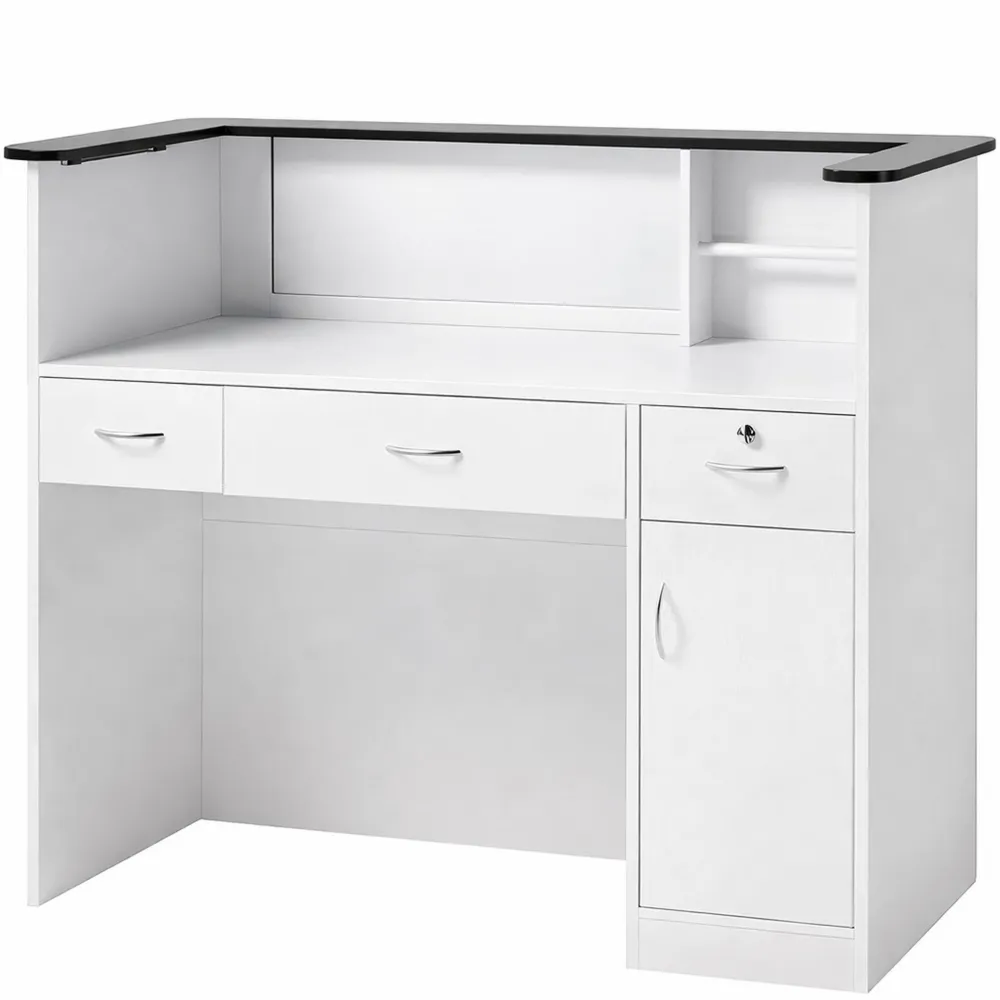 Rezeptionstheke mit Lichtleiste und Stauraum für Büro und Hotel