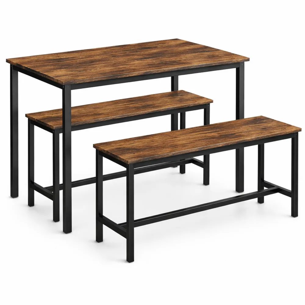 Moderner Esstisch mit Bänken, Vintage-Stil