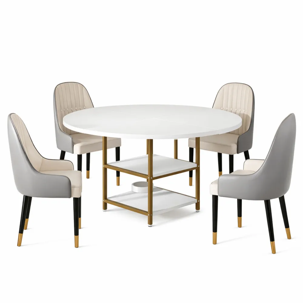 Runder Esstisch für 4 Personen, 120 cm, Weißgold