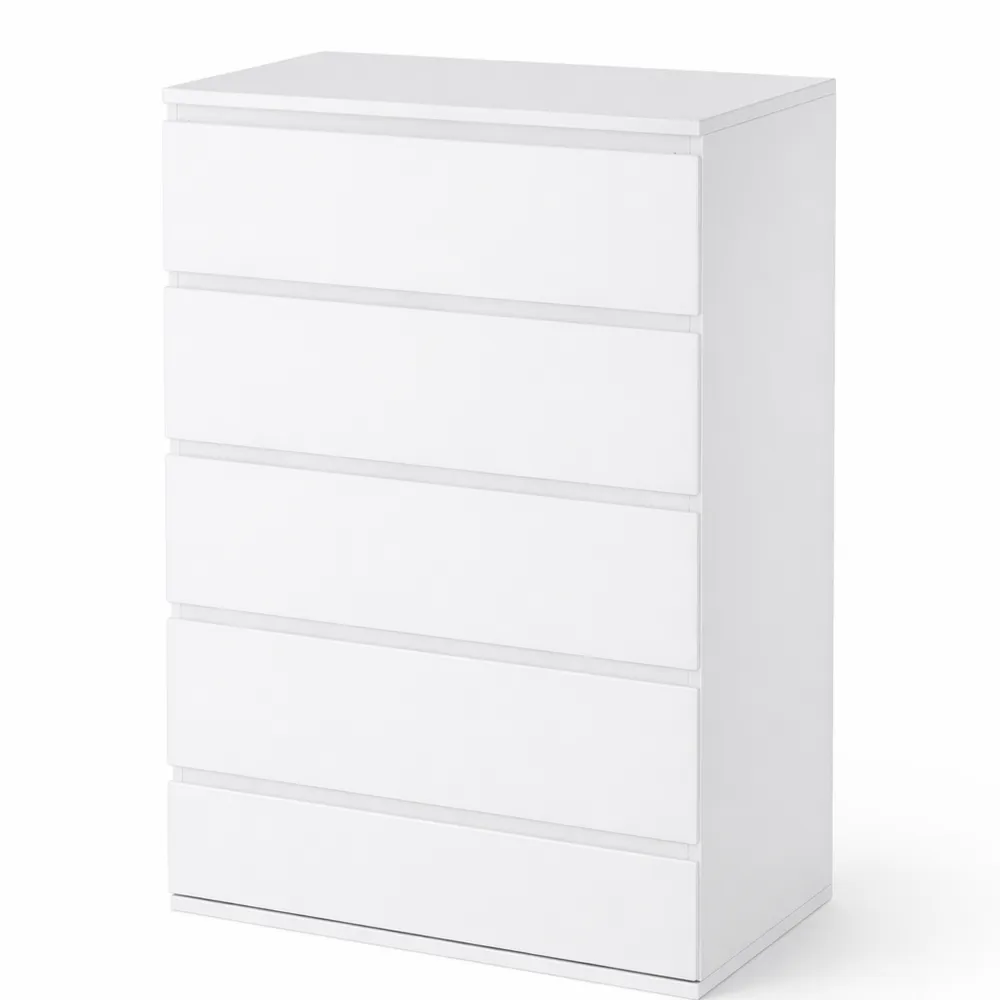 Schmale weiße Kommode mit 5 Schubladen