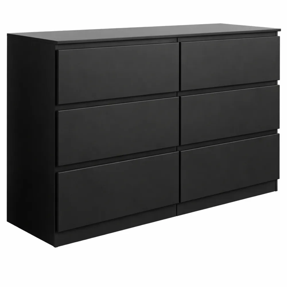 Schwarze Kommode mit 6 Schubladen für Wohnzimmer und Schlafzimmer
