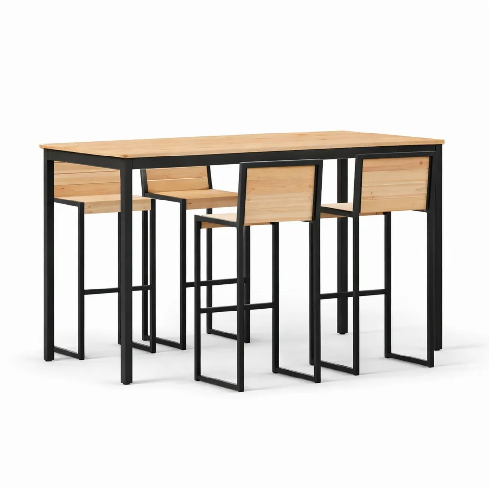 Hoher Bartisch aus Massivholz in Natur