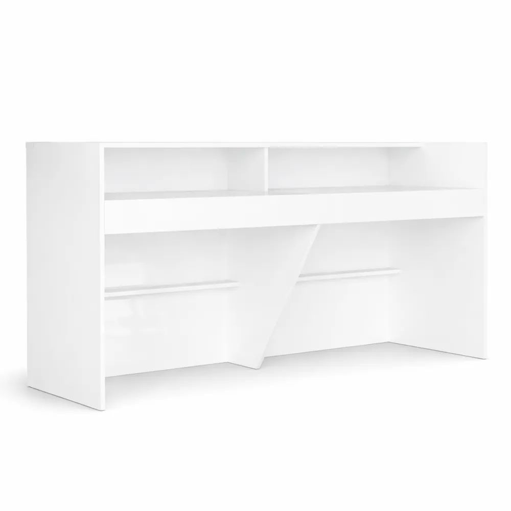 Moderne Empfangstheke mit großer Arbeitsfläche, Weiß, 220 x 60 x 100 cm