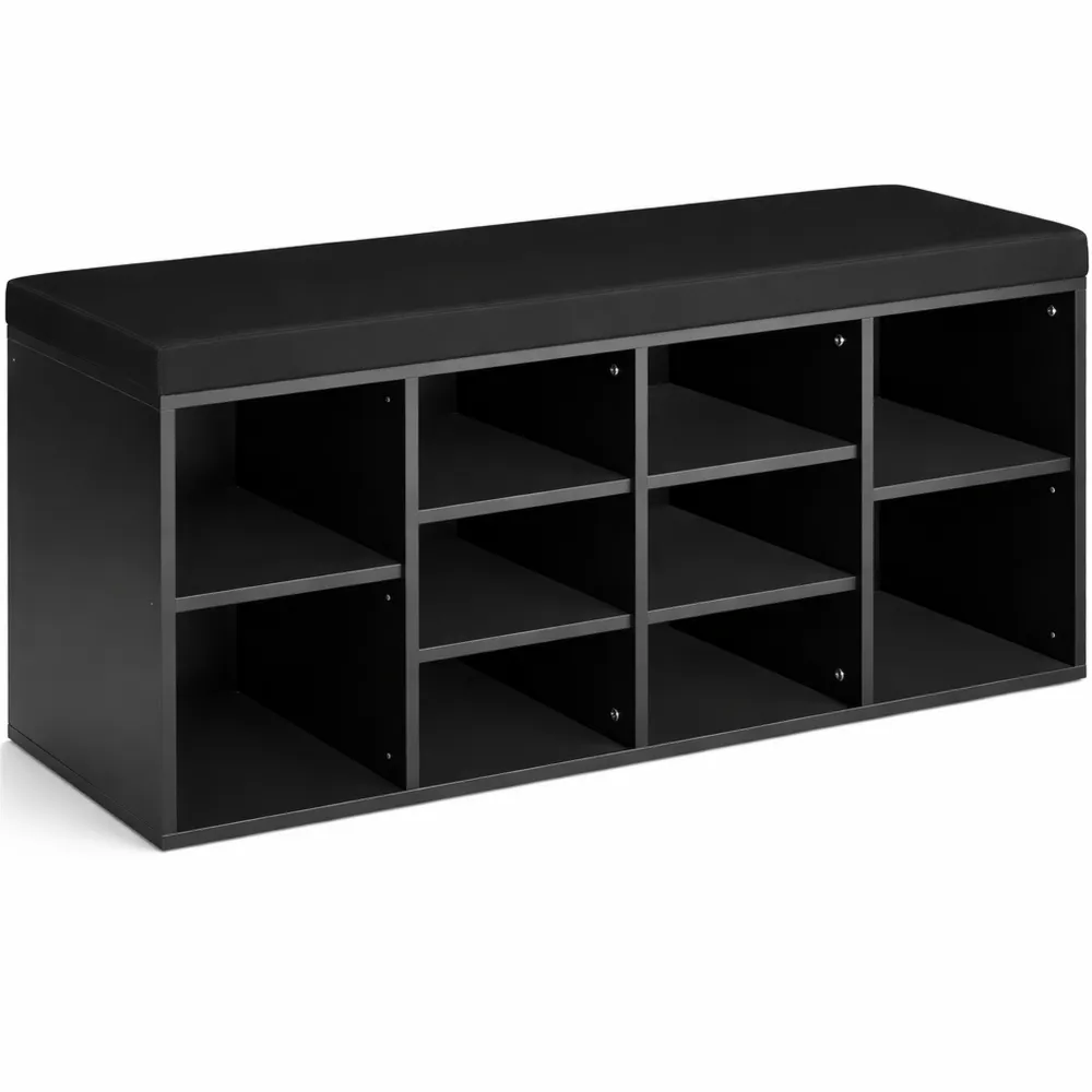 Flurkommode mit Sitzfläche und Stauraum für Schuhe in Schwarz