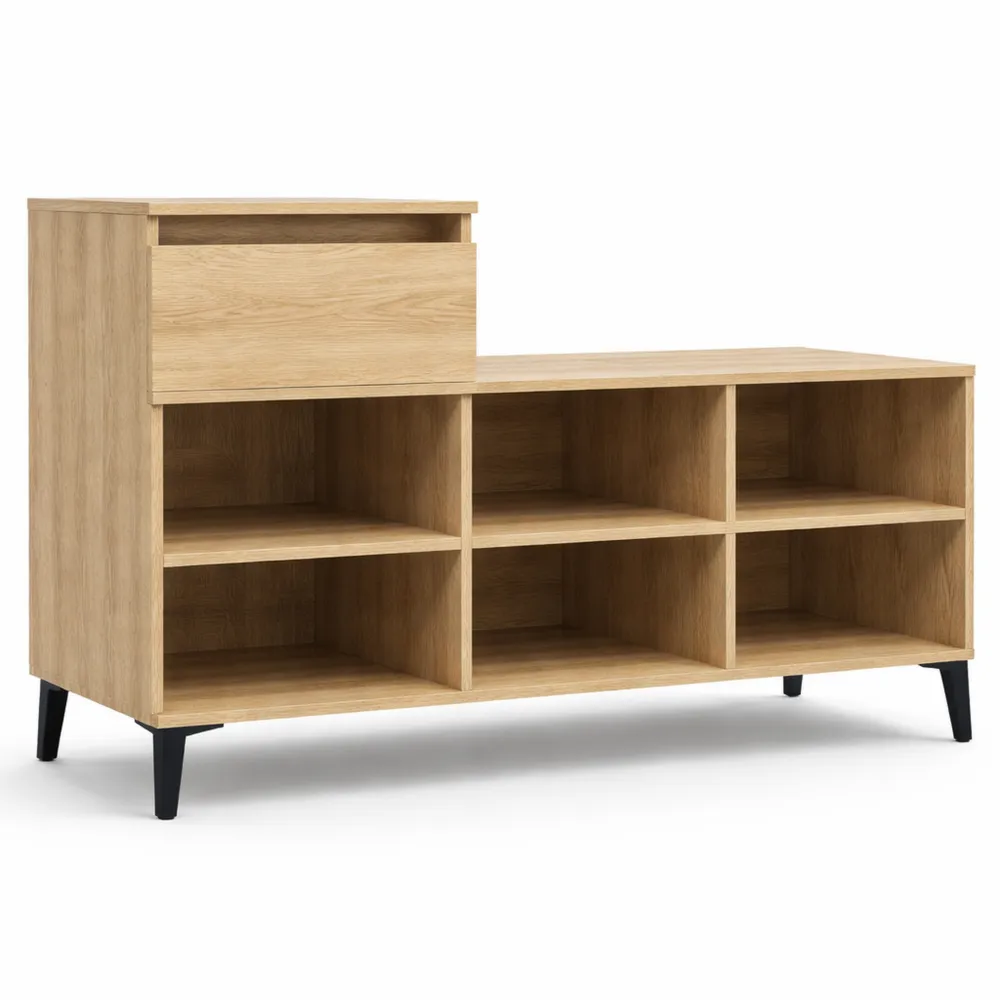 Praktisches Schuhregal aus Holz, 102x36x60 cm, Eichenoptik