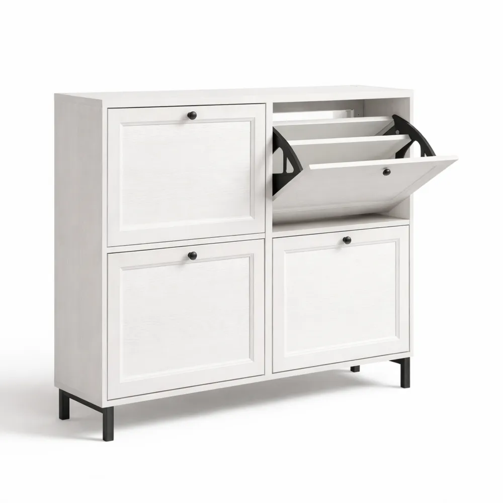 Moderner Schuhschrank mit 4 Klappen für 16 Paar Schuhe