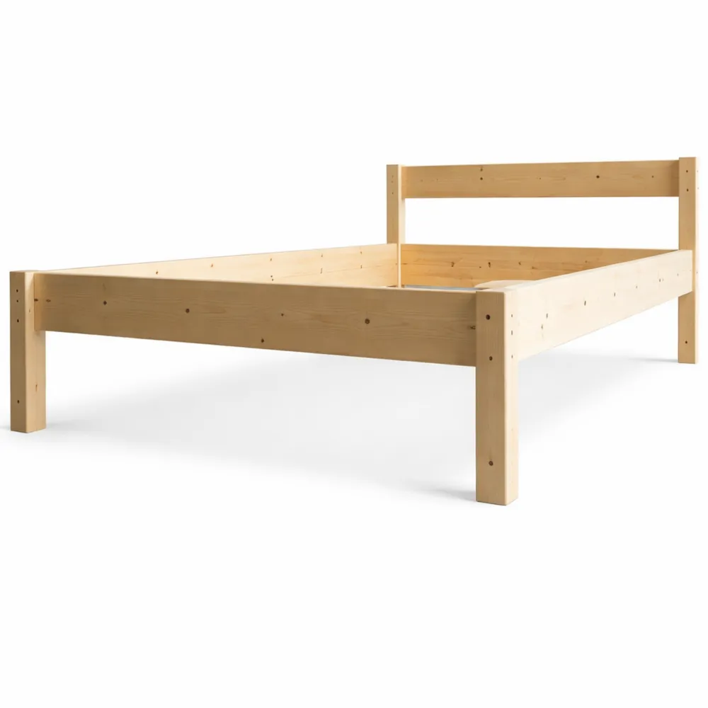 Erhöhtes Massivholzbett mit Kopfteil 90x200 cm, Komfortbett