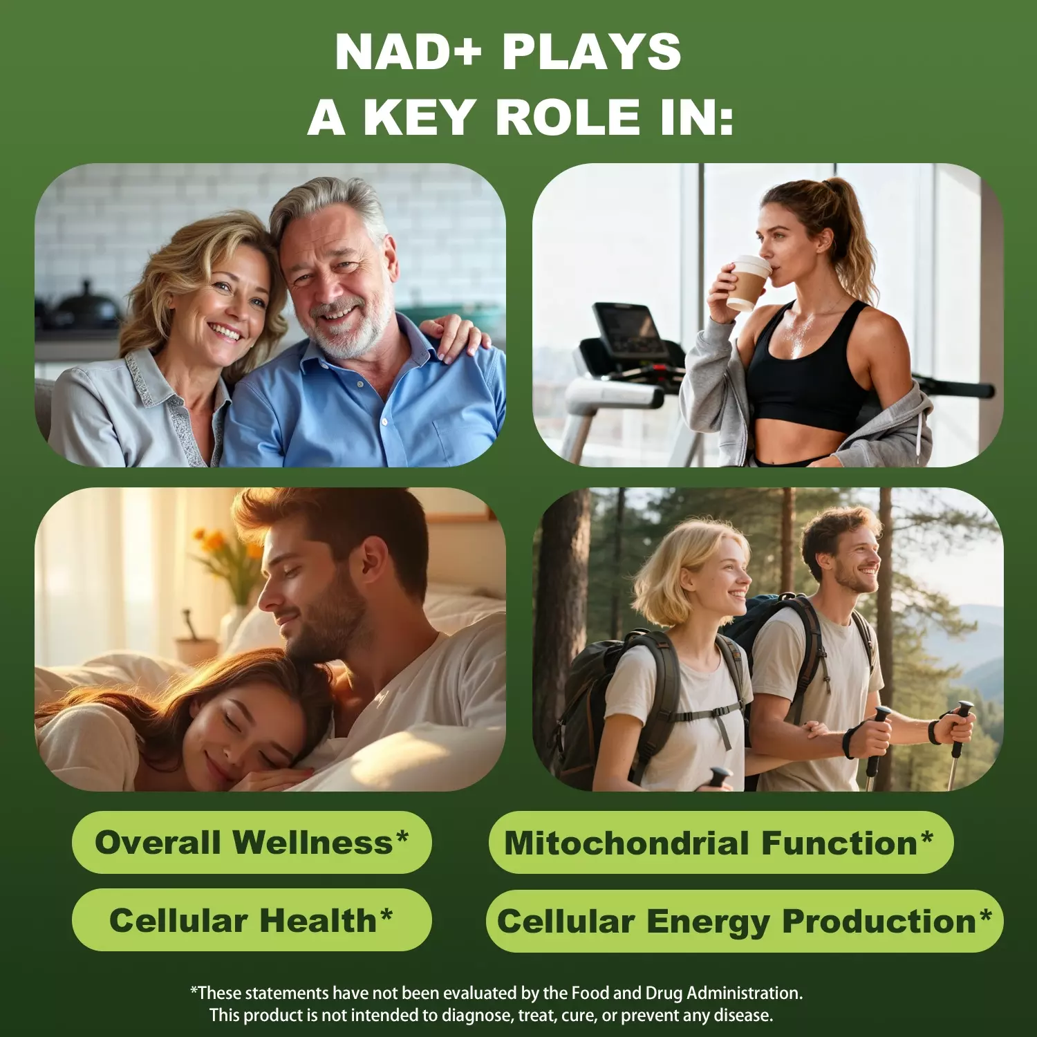 NAD+ Cellular Energy Supplement with Nicotinamide Riboside, Resveratrol, CoQ10, D-Ribose, Berry Flavor, 10 Vials