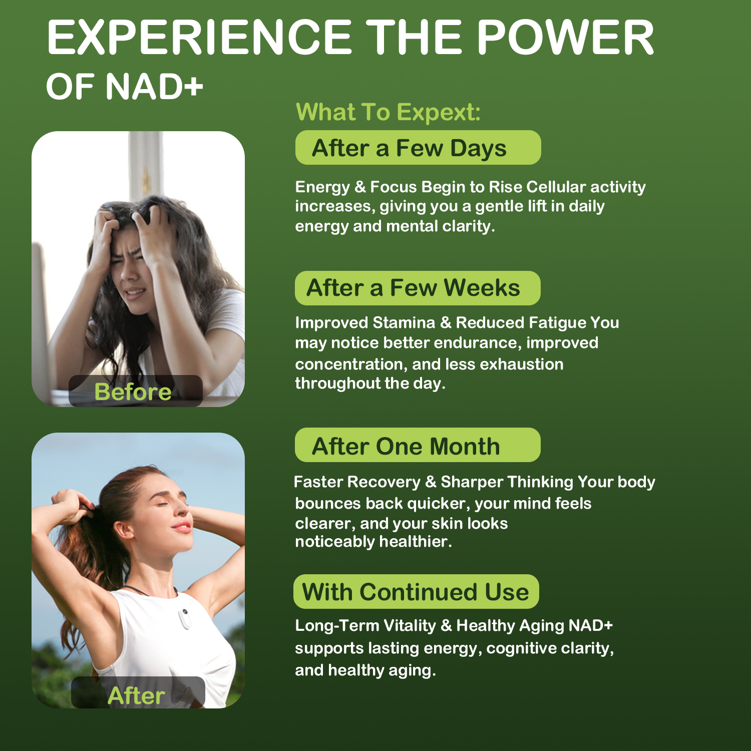 NAD+ Cellular Energy Supplement with Nicotinamide Riboside, Resveratrol, CoQ10, D-Ribose, Berry Flavor, 10 Vials