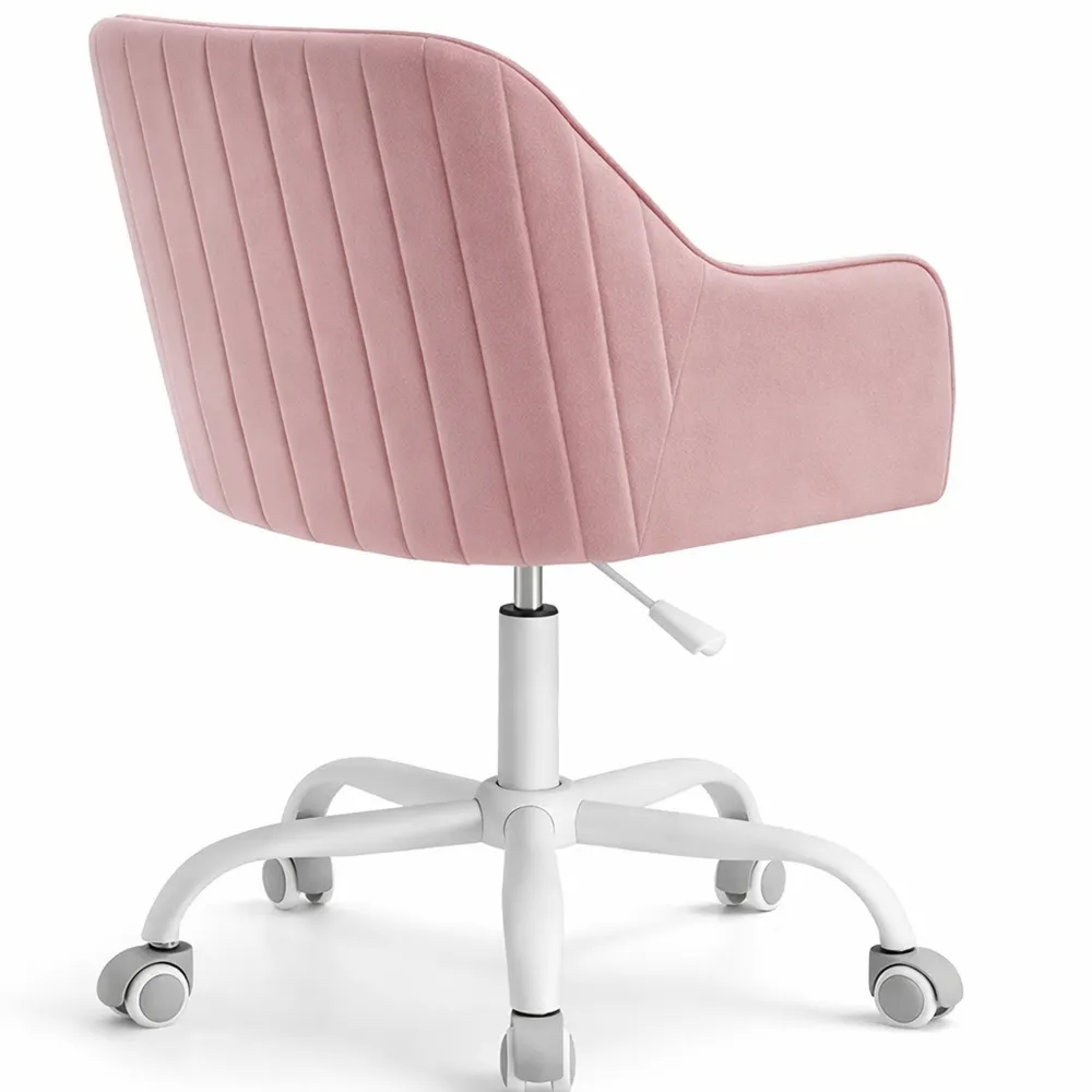 Höhenverstellbarer Samt-Drehstuhl mit Schaumstoffpolsterung, Pastellrosa