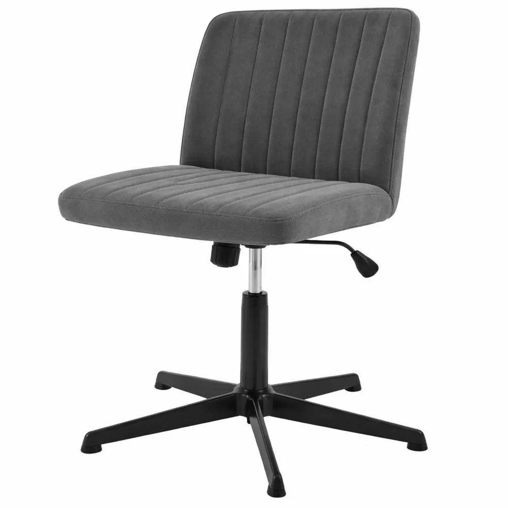 Ergonomischer Drehstuhl ohne Armlehne, höhenverstellbar, 360° drehbar, mit Schaukelfunktion, Polstersessel, Samt, Dunkelgrau