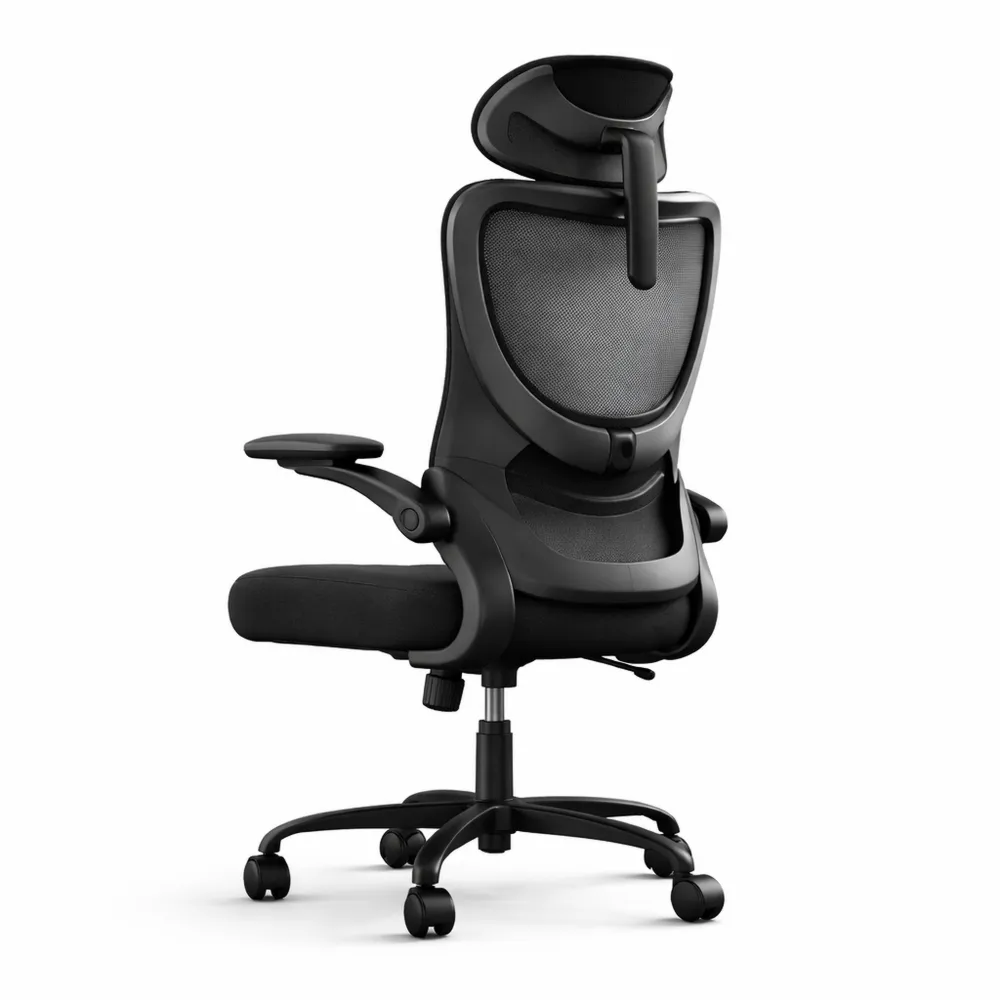 Ergonomischer Bürostuhl mit Kopfstütze und 3D-Armlehnen, Höhenverstellbar, Belastbar bis 136 kg