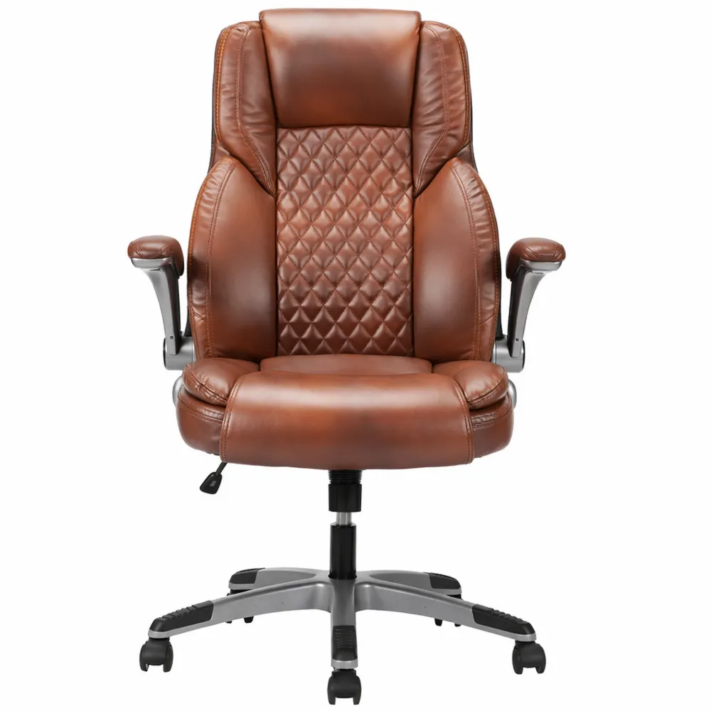 Ergonomischer Drehstuhl mit Hoher Rückenlehne und Klappbaren Armlehnen, Belastbar bis 180KG