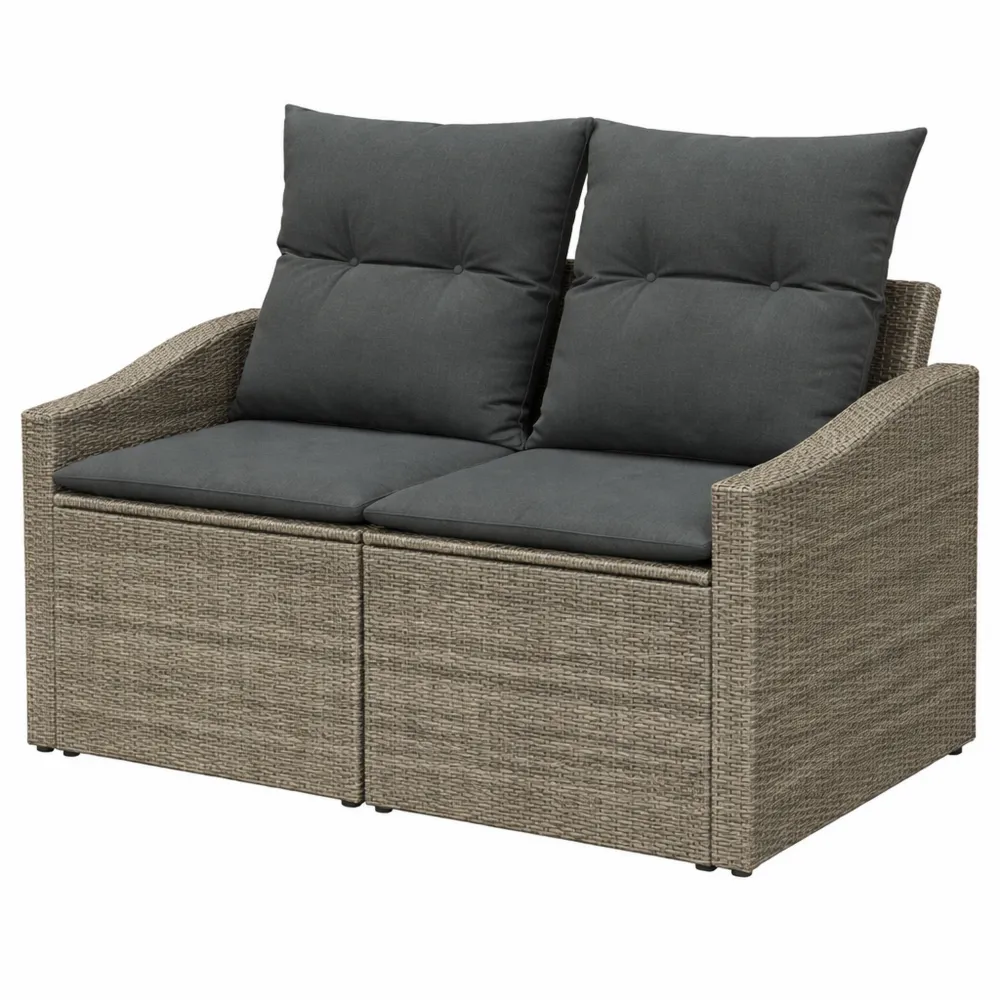 Modulares Poly-Rattan Sofa mit Kissen für Garten
