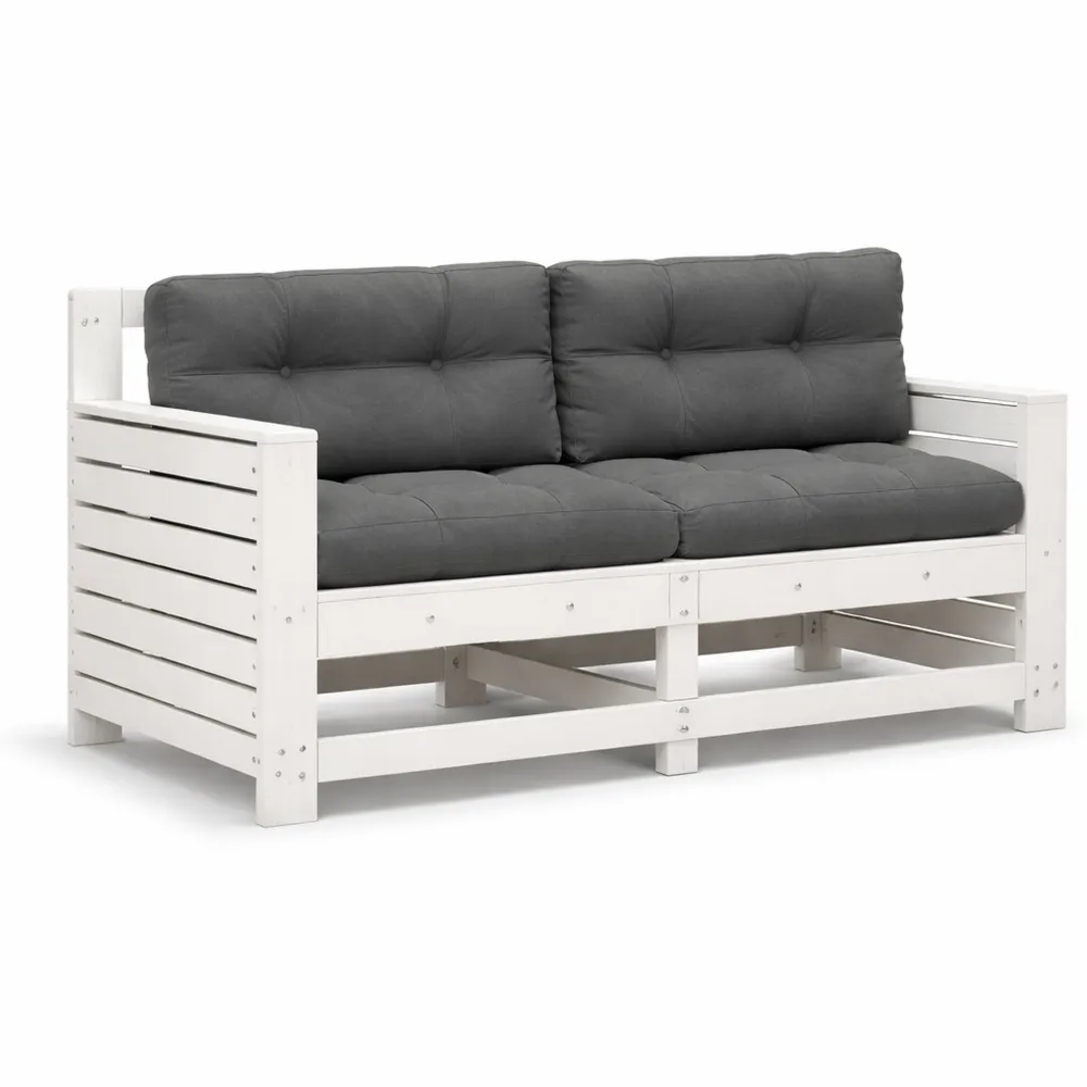 Outdoor-Gartensofa aus Kiefernholz mit Armlehne, Weiß