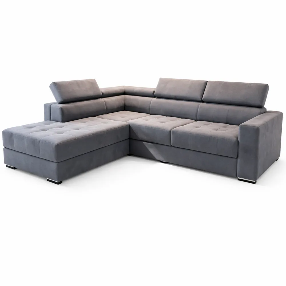 Eckschlafsofa mit Stauraum, L-Form, Bequemes Wohnzimmersofa, Hellgrau