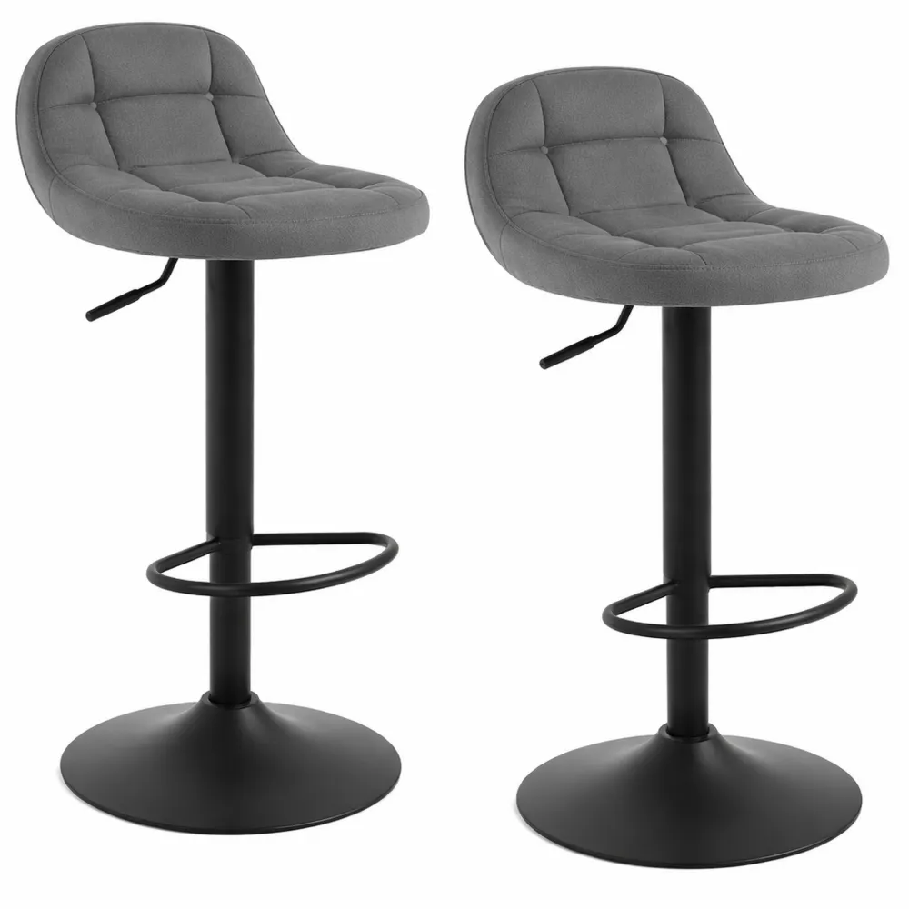 Verstellbare Dunkelgraue Barhocker im 2er-Set mit Rückenlehne
