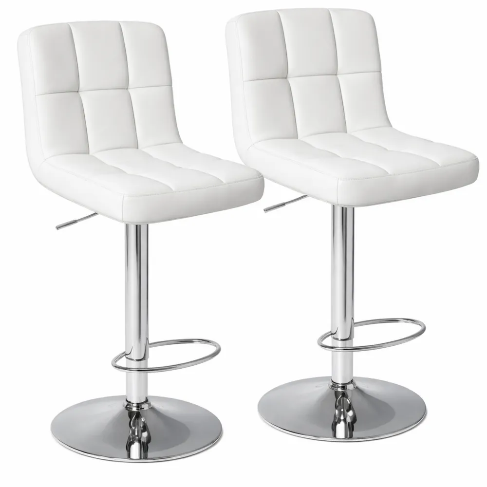 Höhenverstellbare Barhocker aus PU-Leder, drehbar, mit Rückenlehne und Fußstütze