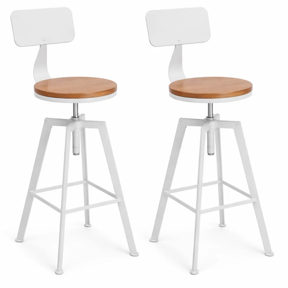 Verstellbare Barhocker mit Rückenlehne, 2er Set für Küche und Restaurants